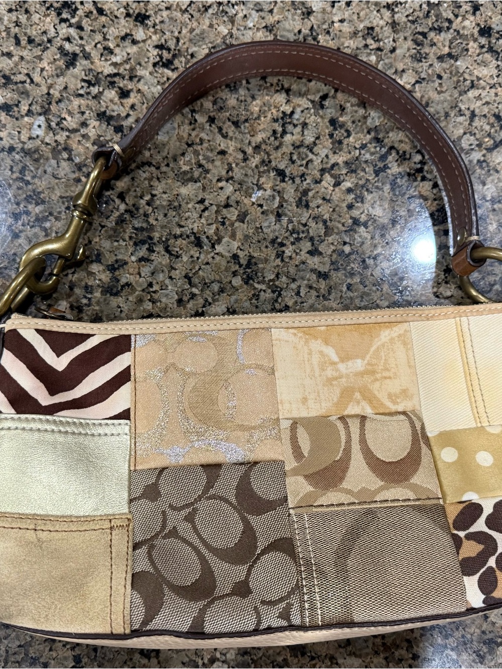 Coach Y2K Patchwork Baguette Shoulder Bag Style Code 10813 Beige & Brown
